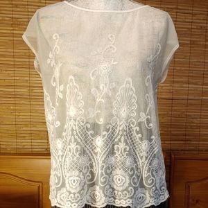 Sheer Embroidered Lace F21 Top